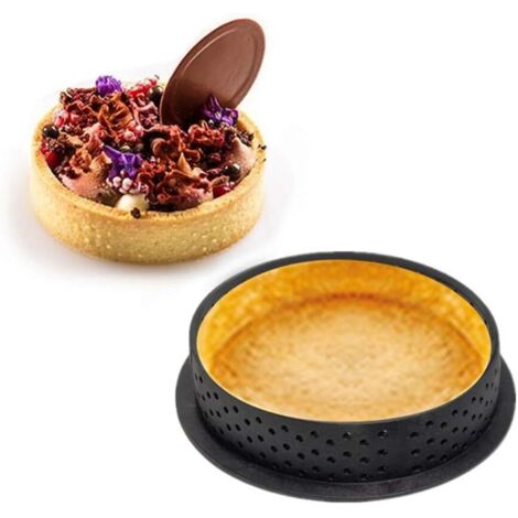 10Pcs Rond Tarte Moule à GaTeau Mousse Perforé Cutter Forme Ronde Mousse Cercle Anneau Anneau De Tarte (1/5)