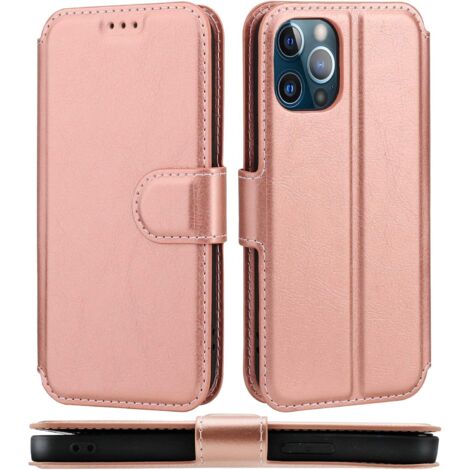 Étui de téléphone magnétique anti-rayures en cuir PU (or rose), (1/2)