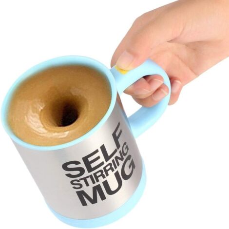 Tasse à café réutilisable, tasse à café à agitation automatique, rotation de tasse à café en acier inoxydable, mélange automatique électrique, tasse à café automatique (Bleu Ciel) - 400ML, (1/5)