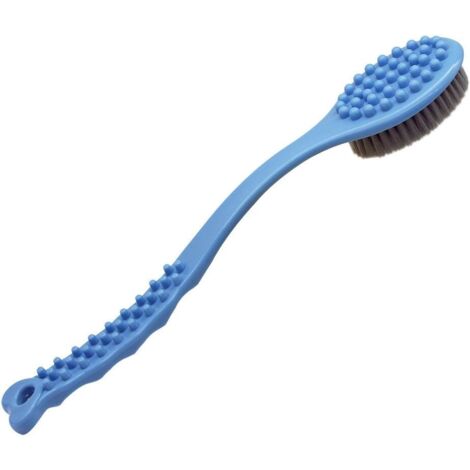 brosse de bain à manche long - brosse de massage corporelle douce et confortable, peut nettoyer le dos dans toutes les directions (bleu), (1/4)