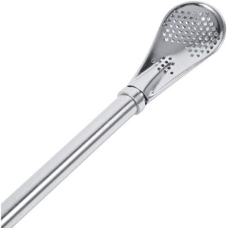 Paille de filtre d'acier inoxydable, paille filtrée de paille de gourde de thé de de cuillère à café de paille réutilisable argentée, (1/5)