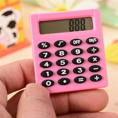 Calculatrice de poche, 1 PC 8 chiffres électronique, mini calculatrice portable pour l'enseignement des mathématiques au quotidien ou au bureau (rose), (1/5)