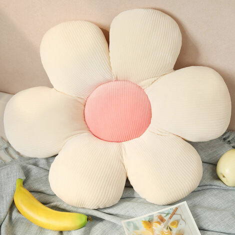 One Piece Mignon Fleur Oreiller De Sol Oreiller Décoratif Indépendant Filles Jouets En Peluche Coin De Lecture Pour Enfants Regarder La Télévision - Triumph (Beige Petals + Pink Core, 40cm), (1/4)