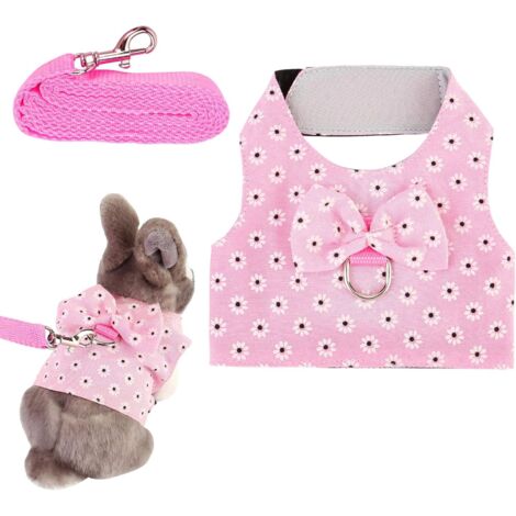 Laisse de harnais de lapin réglable, harnais de gilet mignon en laisse (1/3)