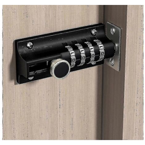 Serrure à combinaison, verrou à loquet, serrure à combinaison à 4 chiffres, serrure de porte mécanique à combinaison sans clé, coulissante. (1/2)