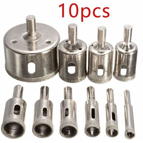 10Pcs 6-30mm Diamant Scie Perceuse Ensemble 100 Grits Carrelage Verre Marbre Foret, (1/5)