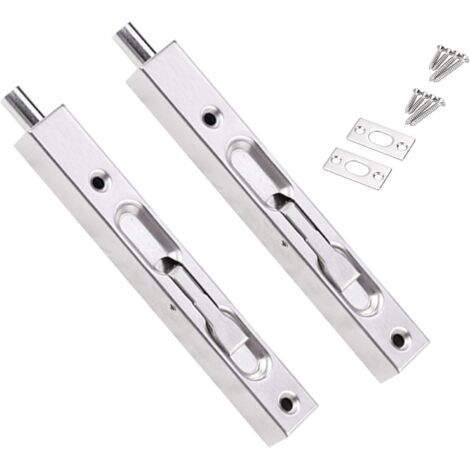 2 Pcs Door Flush Bolt Guard Slide Slide Bolt Lock-8 Inch Porte de sécurité dissimulée pour portes franaises, portes composites, portes en bois, doubles portes, portes factices, boulon, (1/5)