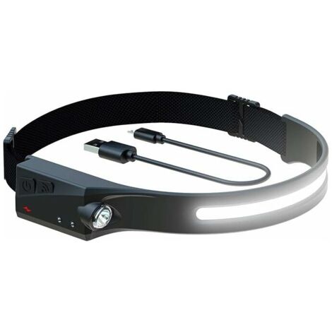 Lampe frontale LED, lampes frontales rechargeables avec toutes les perspectives d'induction, nouvelle mise à niveau, résistant à la chaleur et à la transpiration, 350 lumens, résistant aux intempéries (1/5)
