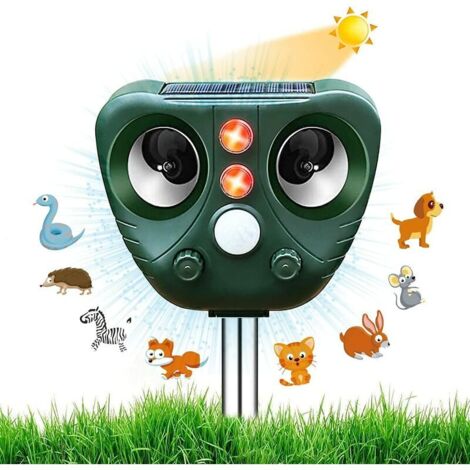 Répulsif Chat Exterieur, Ultrason Chat, Repulsif Chien, Charge Solaire,Chargement USB Prévenir Les Chiens et Les Chats, Les Oiseaux, pour Jardins, Champs, Pépinières, Etanche IP65,Superma,vert,1 pièce (1/5)