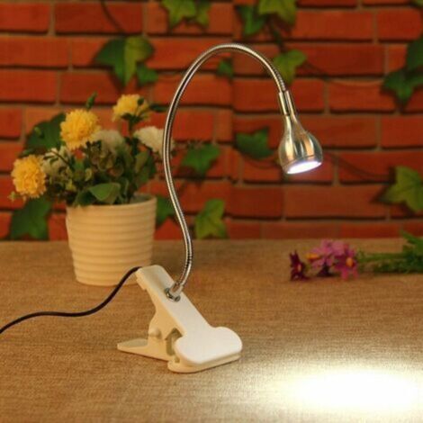 Lampe de table LED flexible Lampe de bureau USB à pince Lit Étude Lecture Livre Ampoule d'alimentation Argent,