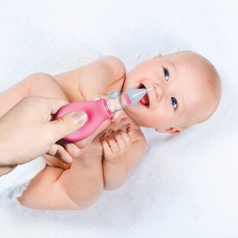 Aspirateur Nasal, Mouche Bébé, Baby Nasal Aspirator, Nez Aspirateur Bebe, Silicone Souple nettoyable pour bébé 2pcs (Rose + Bleu), (1/3)