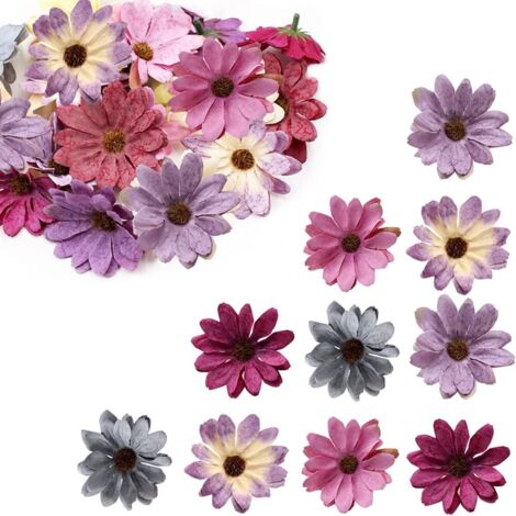 Fleurs pour l'artisanat 50pcs têtes de fleurs artificielles fleurs dispersées têtes de fleurs de marguerite en soie décoratives têtes de fleurs décoratives (1/5)