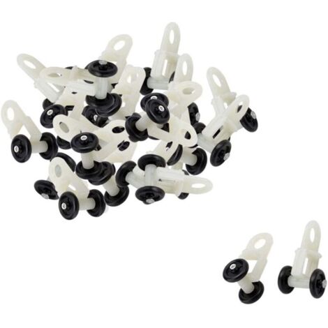 20pcs Glisseur Rail Rideaux Roulette Crochet Roue Rideaux Coulissant Poulie pour Fenêtre Voilage Galet en Plastique Noir Blanc,