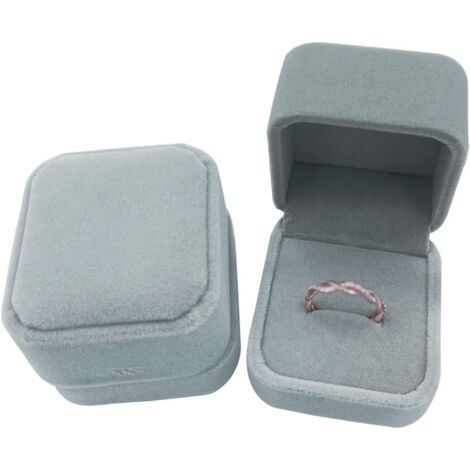 2 pièces de boîte à bagues en flanelle (gris), (1/5)