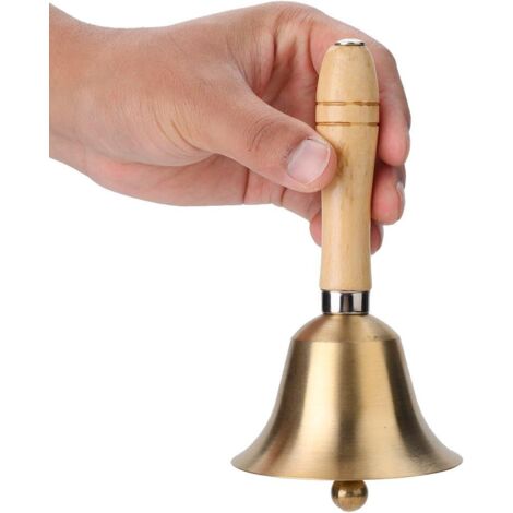 Cloche de Table, 8cm Clochette à Main multifonctionnelle avec poignée en Bois Instrument de Musique pour Service de Chambre éducation Enfants (1/5)