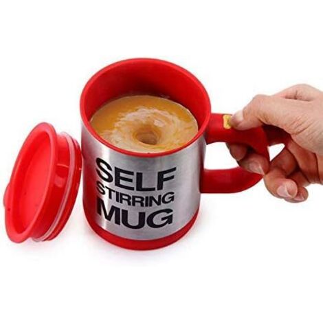 Tasse à café réutilisable, tasse à café à agitation automatique, rotation de tasse à café en acier inoxydable, mélange automatique électrique, tasse à café automatique (Rouge) - 400ML, (1/5)