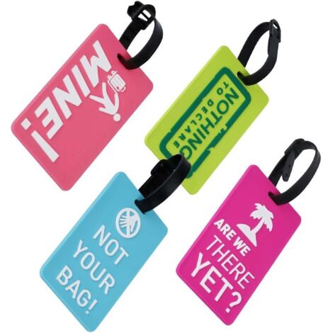 Lot de 4 étiquettes de Bagage pour Voyage en PVC de différents Couleurs (A) (1/5)