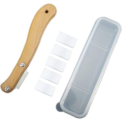 Lame à Pain avec Manche en Bois, Lame Couteau a Pain, Bois Couteau a Pain pour Pain Baguette, avec 5 Acier Inoxydable Lames, pour la Cuisine de Cuisson de Pate à Pain Bricolage (A) (1/5)