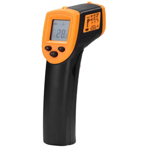 Thermomètre infrarouge portatif sans contact, thermomètre numérique LCD, thermomètre industriel infrarouge, -50 à 600°C/-58 à 1122°F (pas pour les humains) Orange, (1/5)