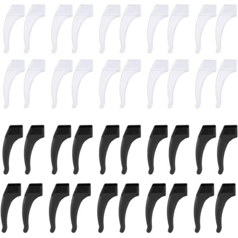 20 Paires Crochets d'Oreille Lunettes en Silicone Antidérapant Poignées Accessoires pour Lunettes de Soleil Lunettes Noir Blanc, (1/5)