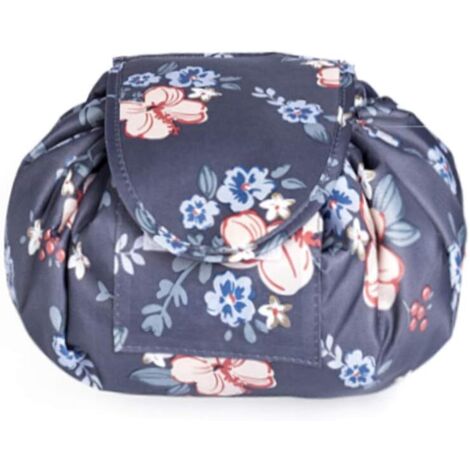 Sac de toilette paresseux de maquillage de grande capacité Voyage portable décontracté Imperméable Sac de rangement Magic Makeup parfait pour les femmes filles (Fleur), (1/3)