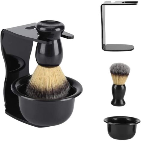 Kit de rasage 3 en 1 pour homme avec support de rasage, bol à savon, blaireau en poils de blaireau pour homme, père, mari, petit ami, cadeau, (1/5)