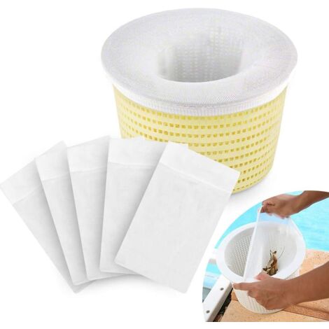 Lot de 5 filets d'écumoire de piscine, chaussettes d'écumoire de piscine, pour panier d'écumoire de piscine Filtre de piscine Laitier Pollen Insectes Scum, (1/5)