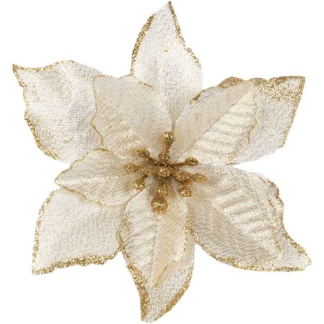 10 pièces d'arbres à fleurs artificielles artificielles, décorations d'arbres de Noël à paillettes, décoration de fête pour la maison (1/3)