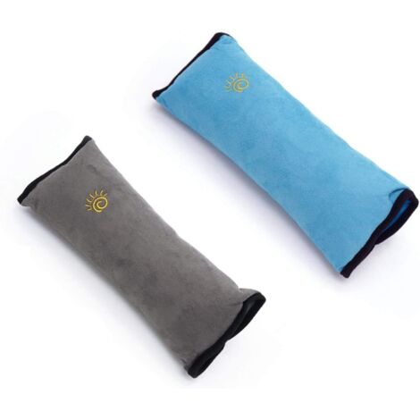 2 pièces Coussin Ceinture Sécurité Enfant, Protection Ceinture Voiture Harnais d'épaule pour Voyageant épaule sommeil bébé sécurité voiture ceinture de sécurité Siège enfant (Bleu + gris) (1/5)