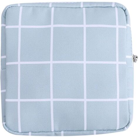 Sac de rangement portable pour serviettes hygiéniques (grille bleu clair), (1/3)