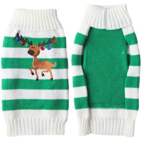 Pull de Noël à rayures pour chien de renne (XS, vert), (1/3)