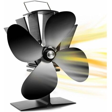 ventilateur poele à bois alimenté par la chaleur 4 lames pour brûleur/bûches/cheminée 40°C/104° F Départ rapide circulation d'air chaud ultra silencieuse économisant le carburant efficacement, (1/5)