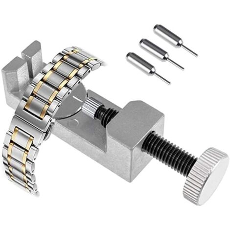 Outil Chasse Goupille Montre Ajustable, Outil de Bracelet de Montre D'horlogerie Kit Réparation pour Lien Pin Remover avec 3 Pins Supplémentaires