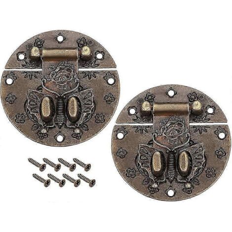 2 ensembles de boîtes en bois rectangulaires avec fermoir et loquets de style bronze, 59 mm. (1/4)