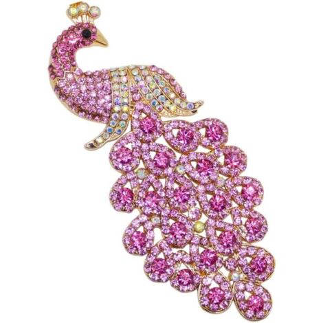 Porte-clés Cristaux Métal Paon, Rose, (1/4)