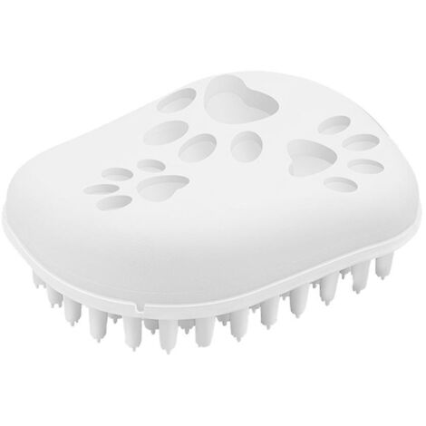 Brosse de massage pour bain pour animaux de compagnie - Peigne de toilettage avec poils en silicone souple pour shampooing et massage chiens et chats à poils courts ou longs (1/3)