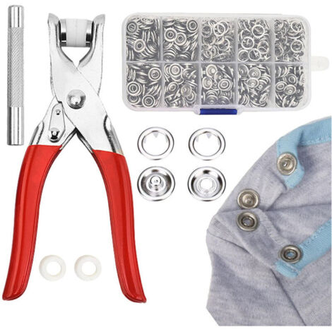 Kit de boutons a pression en metal epaissi avec 100 Boutons 9.5mm Outil de pince pour l'installation de vetements, accessoires de couture de sac