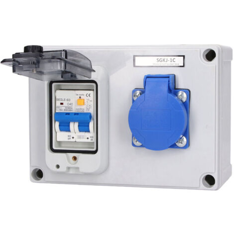 Prise de courant murale norme allemande 200-250V 40A 1P + N RCD – Plastique ABS résistant aux chocs – Pour chantiers et jardins (1/4)