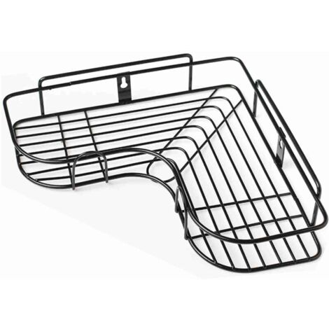 Étagère de douche d'angle, rangement mural triangulaire pour salle de bain, cuisine, balcon, noir (1/5)