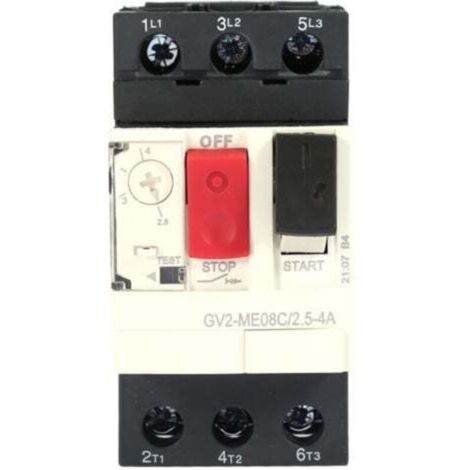 Disjoncteur moteur GV2-ME08C 2.5-4A – Protection électrique – Plastique ignifuge – Capacité de rupture élevée (1/5)