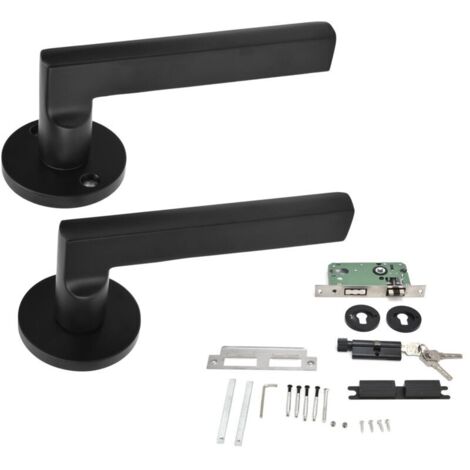2 Pièces Poignée de Porte Serrure Silencieuse Conception de Roulement en Alliage D'aluminium Bouton de Porte Noir Moderne sans Bruit Anticollision Serrures de Porte avec Clés pour Chambre (1/5)