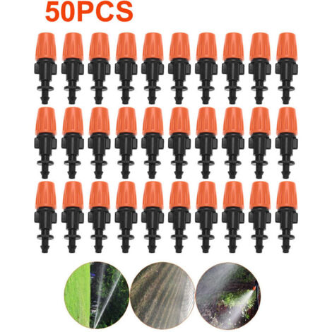 Lot de 50 goutteurs d'irrigation réglables – Débit personnalisable 8-10L/H – Pour tube 4/7mm – Économie d'eau jusqu'à 70% (1/5)