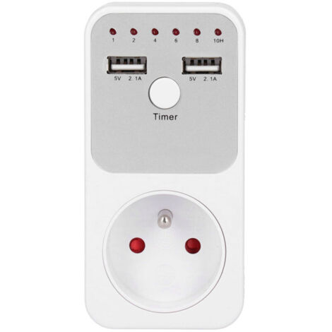 Prise Minuteur, 180260V 16A 3680W Prise de Sécurité, Prise de Minuterie de Compte à Rebours USB Pratique, Prise de Minuterie pour Hôtel à Domicile(Prise Française) (1/5)