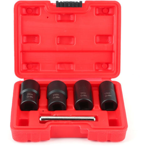 Jeu de 5 douilles torsadées, jeux de douilles extracteur d'écrous douille pour extracteur de boulon endommagés Twist Socket Set Roue de verrouillage 17 19 21 22 mm. (1/5)