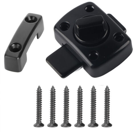Petit Verrou à Boulon Rotatif Porte de Sécurité Serrure Coulissante Serrure à Glissière Domestique avec 6 Vis pour Armoire de Fenêtre de Porte Noir (1/4)