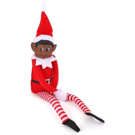 Elfe coloré mal élevé avec un visage en vinyle et un corps doux - Elfe de Noël coquin (Elfe noir) (1/5)