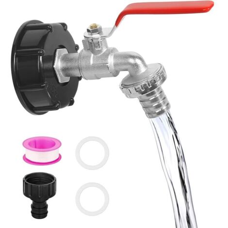 Vanne de vidange IBC, 1/2 pouce, pour réservoir d'eau de pluie de 1 000 litres, raccords de réservoir 3/4 pouce avec raccord de tuyau d'arrosage, raccords de réservoir IBC, raccords de connecteur de r (1/5)