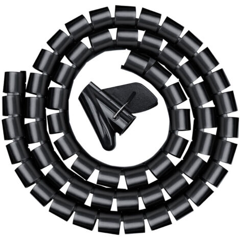 Goulotte de câbles 3,0 m, gaine spiralée flexible pour bureau, gaine spiralée pour câble de 20 mm, noire (1/5)