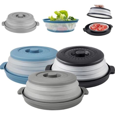 3 Pièces Couvercle Micro Ondes Pliable avec Plateau, Cloche Micro Ondes Rétractable, Cloche Micro Onde Couvercle, pour Micro Onde Fruits Légumes, sans Bpa (1/5)