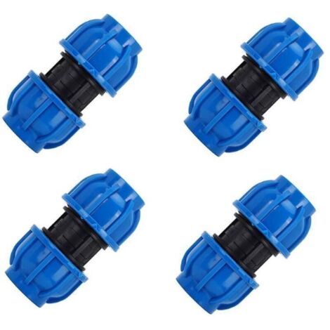 Lot de 4 raccords de tuyaux d'eau 32 mm – Connecteurs droits en plastique PE – Résistants à la corrosion – Réduction de la perte de pression (1/4)